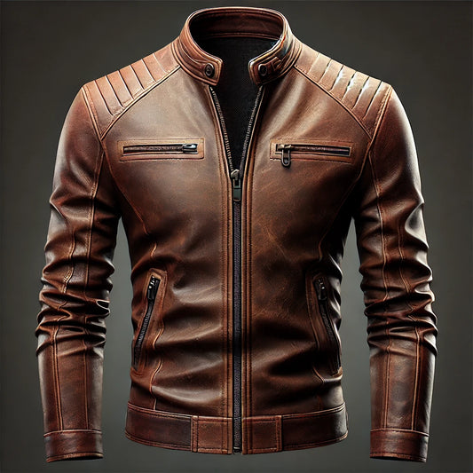 Explorer Slim Fit Brown Leather Jacket