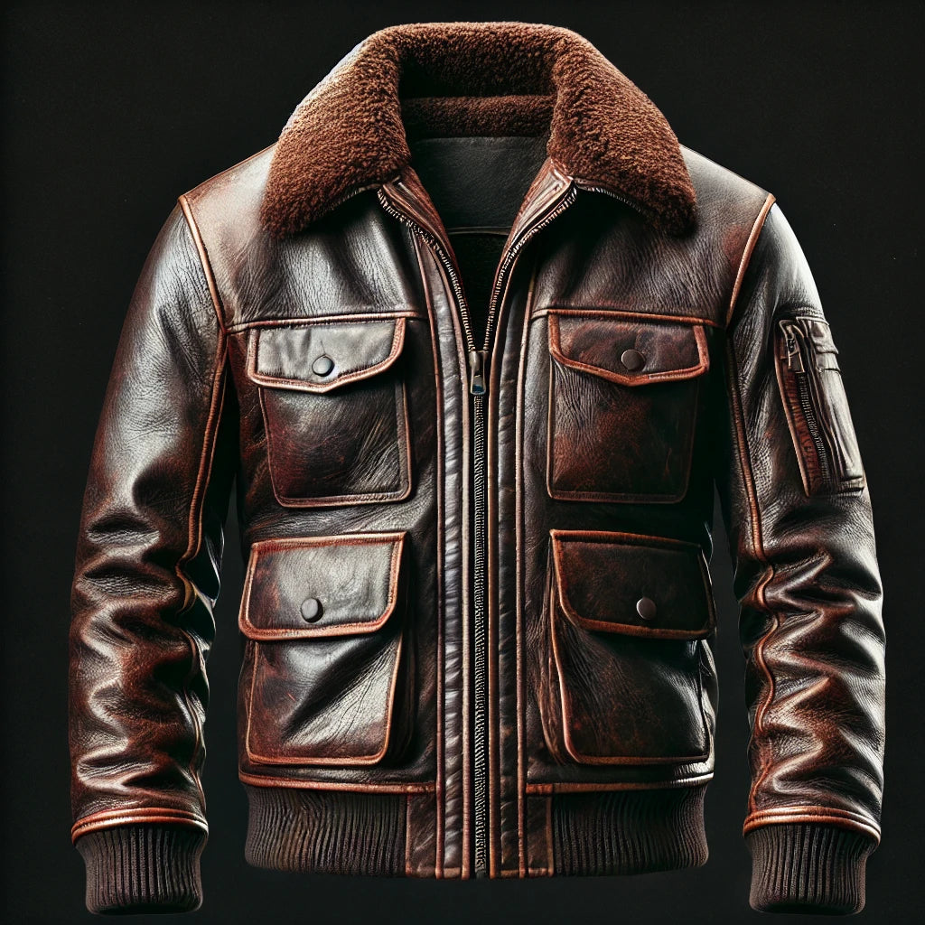 Aviator Classic Brown Leather Bomber Jacket