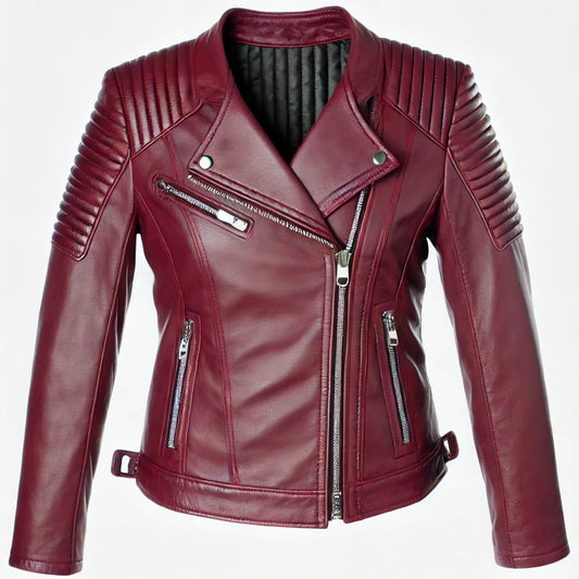 Velocity Maroon Moto Leather Jacket