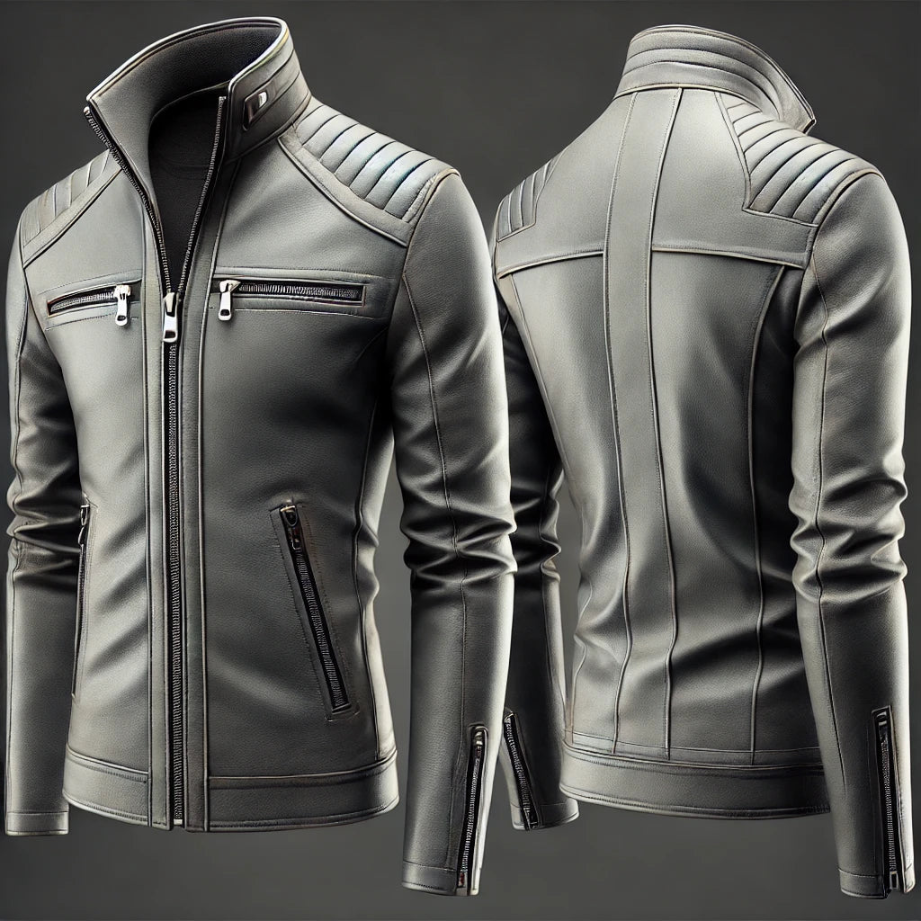 Slate Edge Gray Leather Jacket