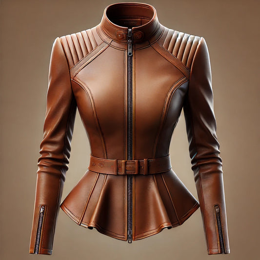 Sculpted Grace Peplum Leather Jacket