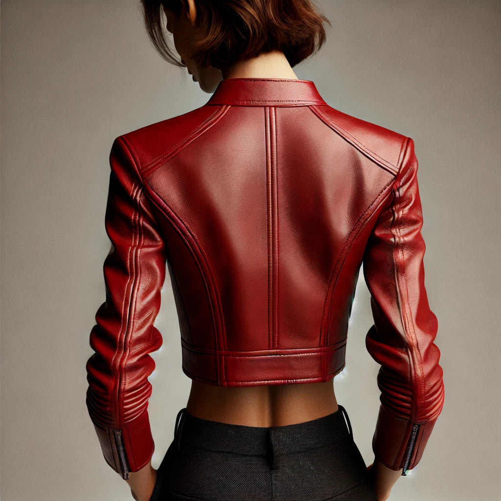 Scarlet Edge Red Cropped Leather Jacket