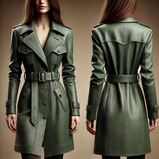 Emerald Luxe Green Leather Coat