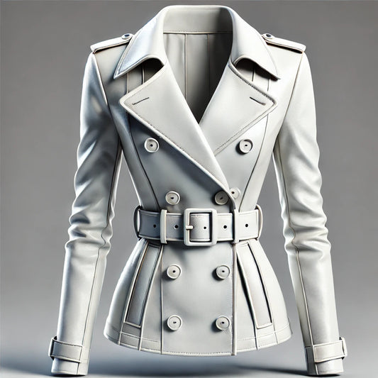 Ivory Grace White Leather Trench Coat