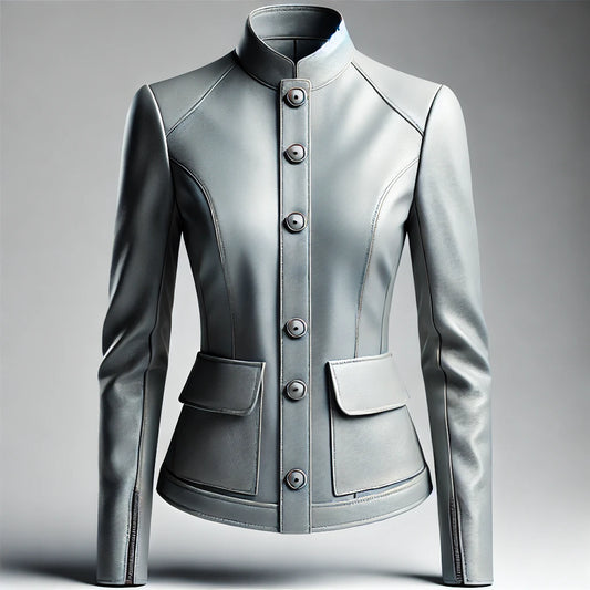 Silver Aura Light Gray Leather Jacket