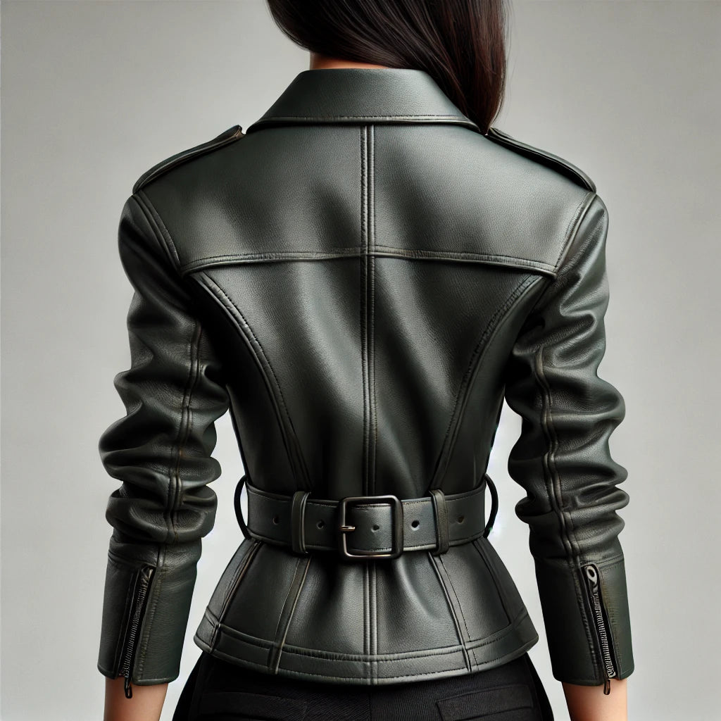 Emerald Luxe Dark Green Cropped Leather Jacket