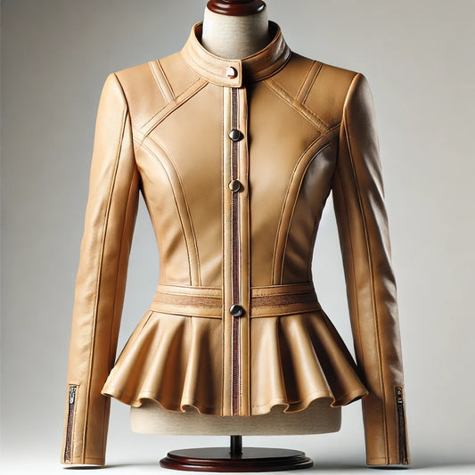 Ivory Grace Peplum Leather Jacket