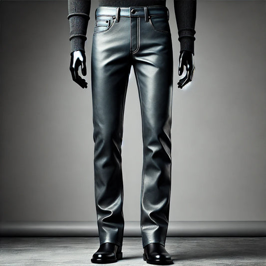 Steel Blue Leather Pants