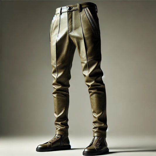 Rustic Olive Leather Pants