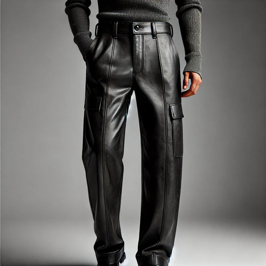 Charcoal Black Leather Pants