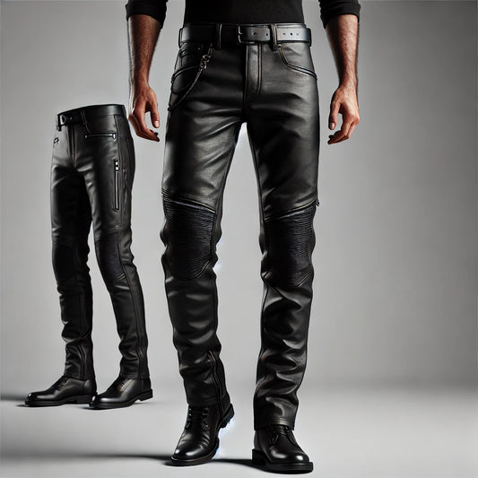 Biker Black Leather Pants