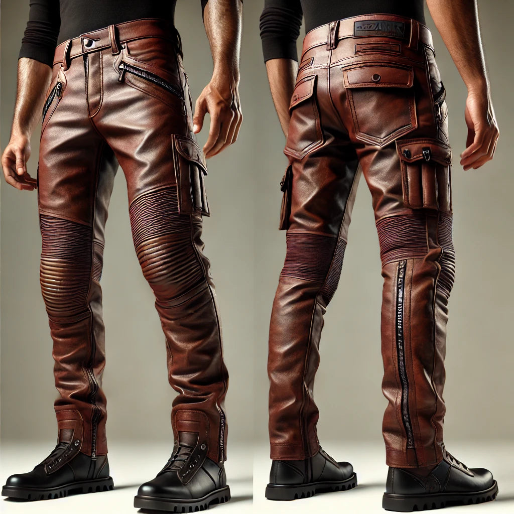 Biker Brown Leather Pants