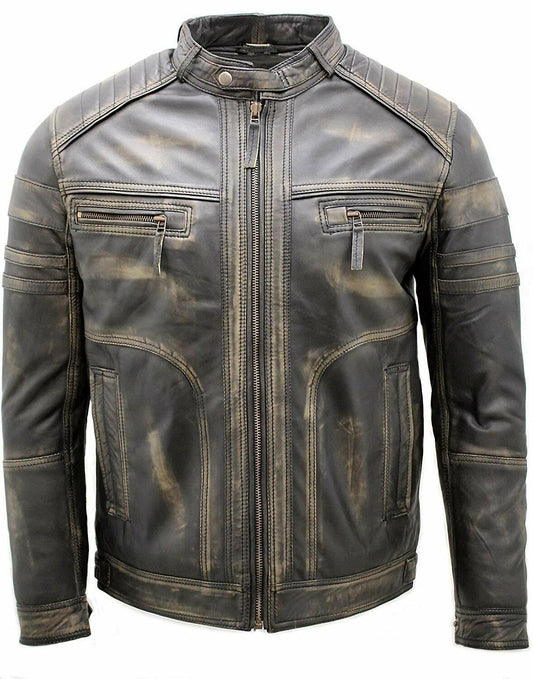 Wasamix Black Distressed Leather Jacket - Wasamix